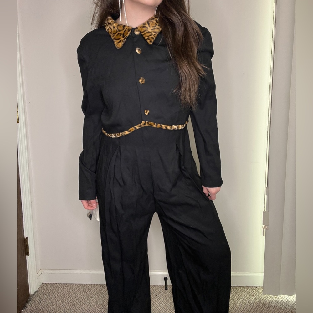Vintage Jumpsuit With Cheetah Print Accents New With Tags Size Large